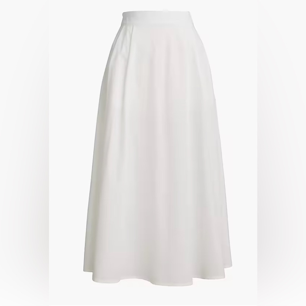 J. Crew Factory White Poplin pleated midi skirt